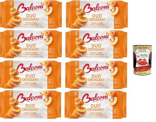 Balconi- Croissant DUO Pesca e Albicocca Doppelschichtiges Schokoladen-Croissant DUO Pfirsich und Aprikose 8x 300gr + Italian Gourmet polpa 400g von Italian Gourmet E.R.