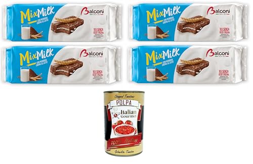 Balconi Mix Milk, Crema al latte e morbido pan di spagna al cioccolato Mix Milch, Milchcreme und weicher Schokoladen-Biskuitkuchen 4x350gr + Italian Gourmet polpa 400g von Italian Gourmet E.R.