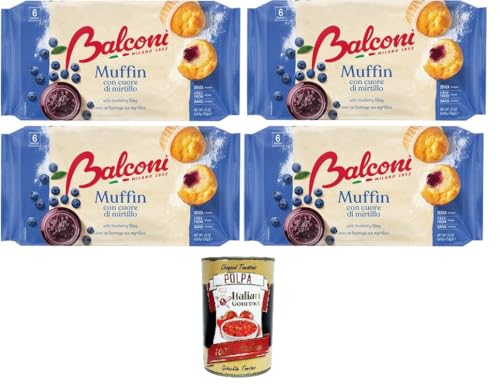 Balconi Muffin Con Cuore di Mirtillo Muffins mit Blaubeerherz 4x 240 g + Italian Gourmet Polpa 400g von Italian Gourmet E.R.