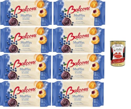 Balconi Muffin Con Cuore di Mirtillo Muffins mit Blaubeerherz 8x 240 g + Italian Gourmet Polpa 400g von Italian Gourmet E.R.