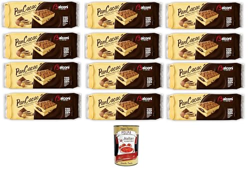 Balconi Pancacao,Morbido pan di spagna e dolce crema al cacao Pancacoa, weicher Biskuitkuchen und süße Kakaocreme 12x280gr + Italian Gourmet polpa 400g von Italian Gourmet E.R.