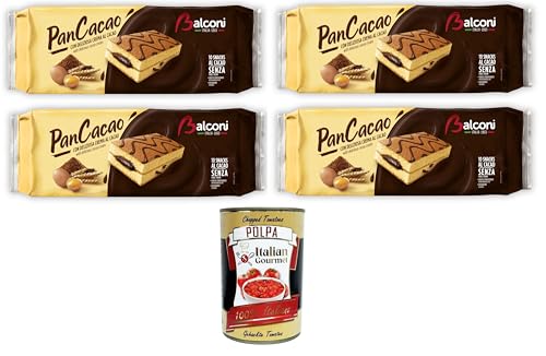 Balconi Pancacao,Morbido pan di spagna e dolce crema al cacao Pancacoa, weicher Biskuitkuchen und süße Kakaocreme 4x280gr + Italian Gourmet polpa 400g von Italian Gourmet E.R.