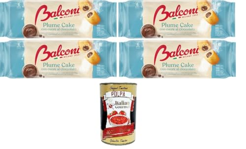 Balconi Plume Cake con Cuore di Cioccolato Plume Cake mit Schokoladenherz 4x 190gr + Italian Gourmet Polpa 400g von Italian Gourmet E.R.