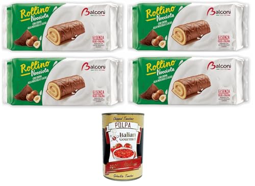 Balconi Rollino a Nocciola, Con Golosa crema alla Nocciola,Haselnussbrötchen, mit leckerer Haselnusscreme 4x222gr + Italian Gourmet polpa 400g von Italian Gourmet E.R.