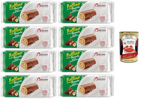 Balconi Rollino a Nocciola, Con Golosa crema alla Nocciola,Haselnussbrötchen, mit leckerer Haselnusscreme 8x222gr + Italian Gourmet polpa 400g von Italian Gourmet E.R.