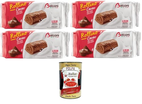 Balconi Rollino al Cacao, Con Golosa crema al cacao,Kakaobrötchen, mit köstlicher Kakaocreme 4x222gr + Italian Gourmet polpa 400g von Italian Gourmet E.R.