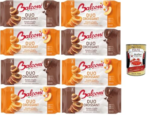 Balconi-Testpaket Croissant DUO Pesca/Albicocca e Cacao Doppelschichtiges Schokoladen-Croissant DUO Pfirsich/Aprikose und Kakao 8x300gr + Italian Gourmet polpa 400g von Italian Gourmet E.R.