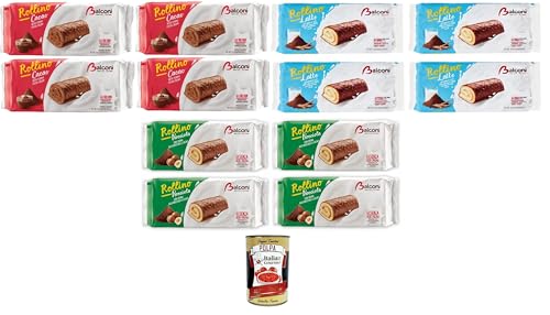 Balconi Testpaket Rollino a Cacao, latte e Nocciola, Con Golosa crema Testpaket Kakao-, Milch- und Haselnussbrötchen, mit leckerer Sahne 12x222gr + Italian Gourmet polpa 400g von Italian Gourmet E.R.