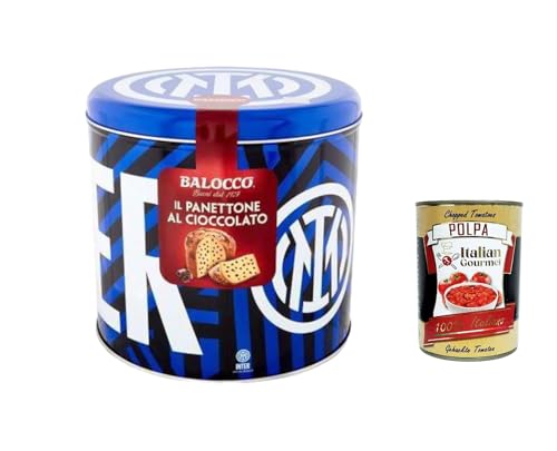 Balocco, Panettone Inter con gocce di cioccolato, Weihnachtsdose 800 g - Limited edition 2024 + Italian Gourmet polpa 400g von Italian Gourmet E.R.