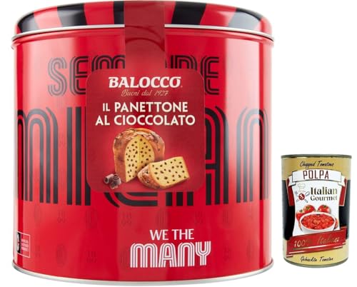 Balocco, Panettone Milan con gocce di cioccolato, Weihnachtsdose 800 g - Limited edition 2024 + Italian Gourmet polpa 400g von Italian Gourmet E.R.