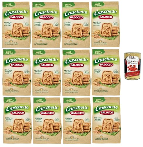 Balocco Cruschelle Biscotti con farina integrale e zucchero di canna Kekse mit Vollkornmehl und braunem Zucker biscuits cookies 100% Italienische Kekse 12x 350g + Italian Gourmet polpa 400g von Italian Gourmet E.R.