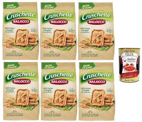 Balocco Cruschelle Biscotti con farina integrale e zucchero di canna Kekse mit Vollkornmehl und braunem Zucker biscuits cookies 100% Italienische Kekse 6x 350g + Italian Gourmet polpa 400g von Italian Gourmet E.R.