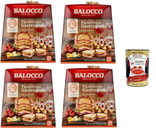 Balocco Gastronomische Panettone-Basis für herzhafte Füllungen, ohne kandierte Früchte und Rosinen, 4x 800 g + Italian Gourmet polpa 400g von Italian Gourmet E.R.