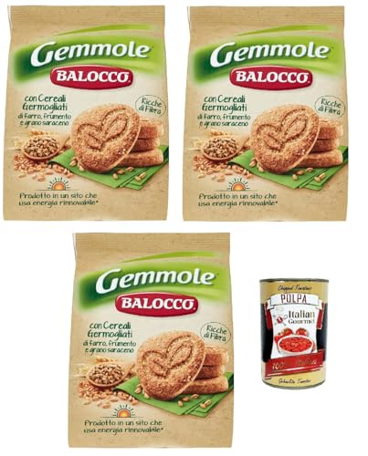 Balocco Gemmole Biscotti Integrali Vollkornkekse Kekse Biscuits mit einer Mischung aus feinem gekeimtem Getreide und mit braunen Zucker Körnern 3x 700g + Italian Gourmet polpa 400g von Italian Gourmet E.R.