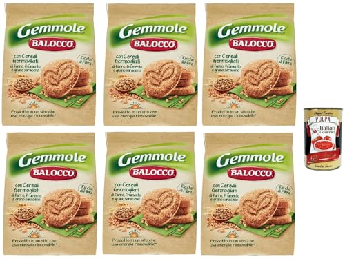 Balocco Gemmole Biscotti Integrali Vollkornkekse Kekse Biscuits mit einer Mischung aus feinem gekeimtem Getreide und mit braunen Zucker Körnern 6x 700g + Italian Gourmet polpa 400g von Italian Gourmet E.R.