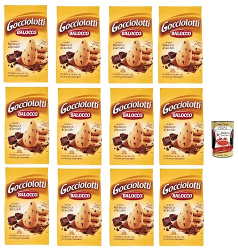 Balocco Gocciolotti Biscotti con gocce di cioccolato Kekse mit Schokoladenstückchen biscuits cookies 100% Italienische Kekse 12x 350g + Italian Gourmet polpa 400g von Italian Gourmet E.R.