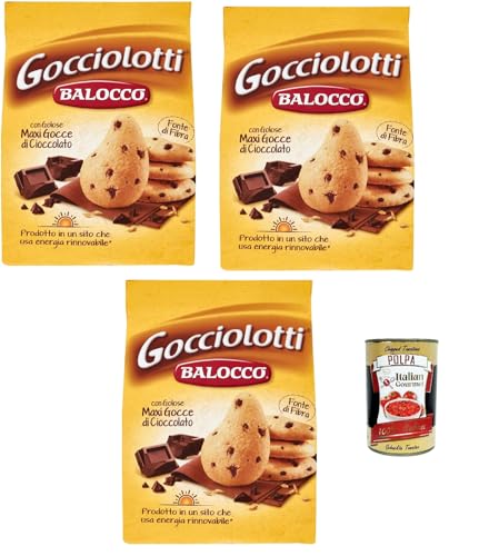 Balocco Gocciolotti Biscotti con gocce di cioccolato Kekse mit Schokoladenstückchen biscuits cookies 100% Italienische Kekse 3x 700g + Italian Gourmet polpa 400g von Italian Gourmet E.R.