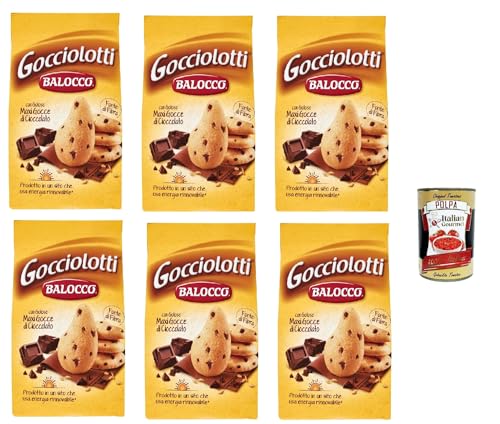 Balocco Gocciolotti Biscotti con gocce di cioccolato Kekse mit Schokoladenstückchen biscuits cookies 100% Italienische Kekse 6x 350g + Italian Gourmet polpa 400g von Italian Gourmet E.R.