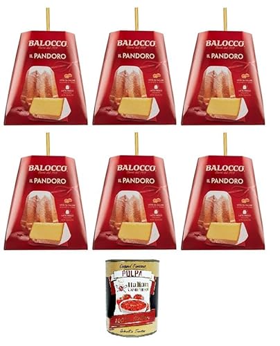 Balocco Il Pandoro Classico - Traditionelles italienisches Weihnachtsdessert - weicher und zarter Weihnachts kuchen mit Puderzucker 6x 1KG + Italian Gourmet polpa 400g von Italian Gourmet E.R.