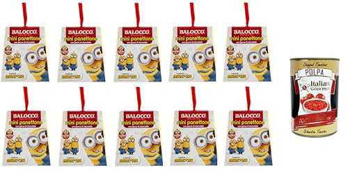 Balocco MInions MINI Panettone con gocce di cioccolato MINI Panettone mit Schokoladenstückchen 10x100gr + Italian Gourmet polpa 400g von Italian Gourmet E.R.