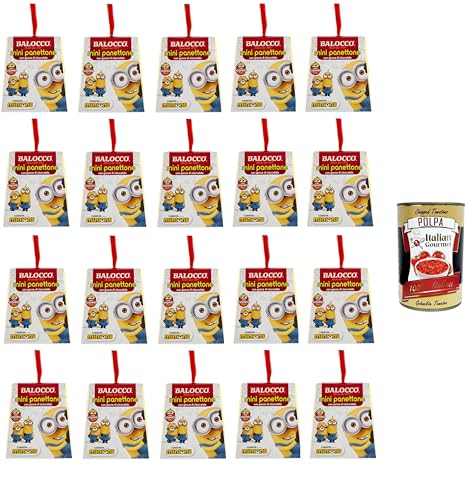 Balocco MInions MINI Panettone con gocce di cioccolato MINI Panettone mit Schokoladenstückchen 20x100gr + Italian Gourmet polpa 400g von Italian Gourmet E.R.