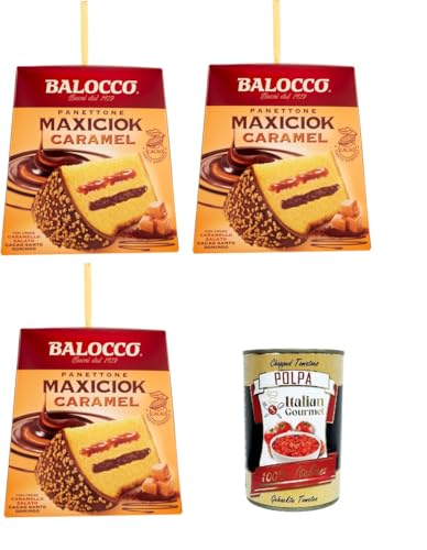 Balocco Maxiciok Panettone Caramel Karamell 3 x 800gr + Italian Gourmet polpa 400g von Italian Gourmet E.R.