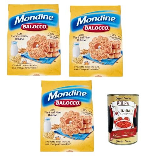 Balocco Mondine Biscotti con farina di riso e latte fresco italiano Kekse mit Reismehl und frischer italienischer Milch biscuits cookies 100% Italienische Kekse 3x 700g + Italian Gourmet polpa 400g von Italian Gourmet E.R.