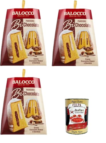 Balocco Pandoro BI-Chocolate Mit weißer Schokolade und Gianduiacreme 3x 800gr + Italian Gourmet polpa 400g von Italian Gourmet E.R.