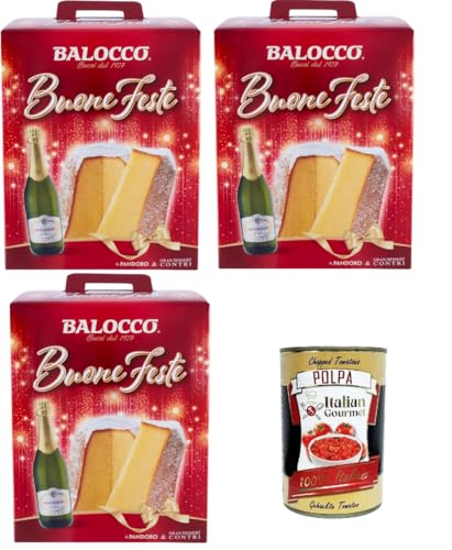 Balocco Pandoro Buone Feste Pandoro Frohe Feiertage 3x 750gr+ Italian Gourmet polpa 400g von Italian Gourmet E.R.