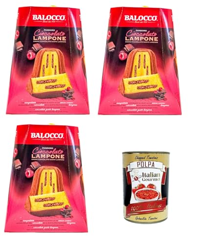 Balocco Pandoro Cioccolato & Lampone Mit Schokoladencreme mit Himbeergeschmack 3x800gr + Italian Gourmet polpa 400gr von Italian Gourmet E.R.