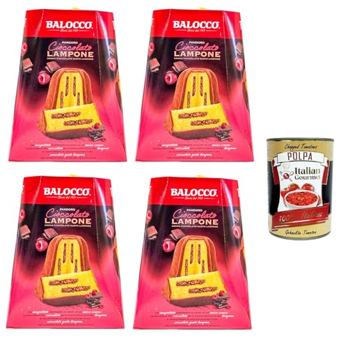 Balocco Pandoro Cioccolato & Lampone Mit Schokoladencreme mit Himbeergeschmack 4x800gr + Italian Gourmet polpa 400gr von Italian Gourmet E.R.