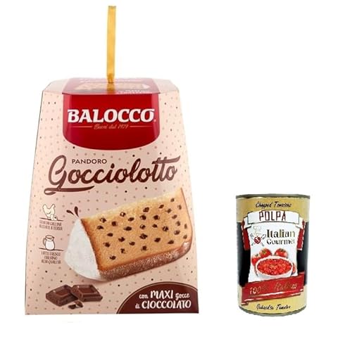 Balocco Pandoro Gocciolotto - Italienisches Weihnachtsdessert mit Schokoladenstückchen - weicher und zarter Weihnachts Kuchen 800g + Italian Gourmet polpa 400gr von Italian Gourmet E.R.