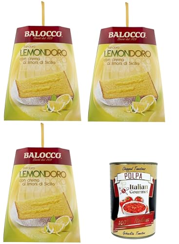 Balocco Pandoro Lemondoro Mit sizilianischer Zitronencreme 3x800gr + Italian Gourmet polpa 400g von Italian Gourmet E.R.