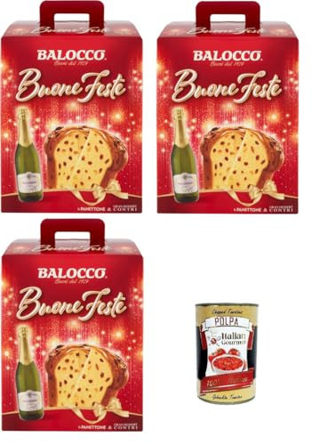 Balocco Panettone Buone Feste Panettone Frohe Feiertage 3x 750gr+ Italian Gourmet polpa 400g von Italian Gourmet E.R.