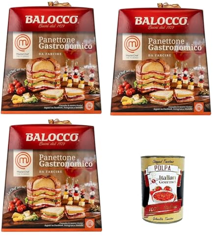 Balocco Panettone Gastronomische Panettone-Basis für herzhafte Füllungen,ohne kandierte Früchte und Rosinen 3x 800gr+ Italian Gourmet polpa 400gr von Italian Gourmet E.R.