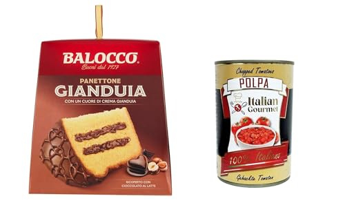 Balocco Panettone Gianduia-Kuchen, Mit Gianduiacreme und umhüllt von Milchschokolade 800gr + Italian Gourmet polpa 400g von Italian Gourmet E.R.