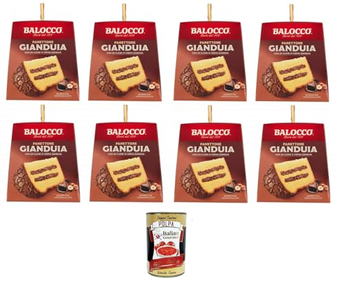 Balocco Panettone Gianduia-Kuchen, Mit Gianduiacreme und umhüllt von Milchschokolade 8x 800gr + Italian Gourmet polpa 400g von Italian Gourmet E.R.