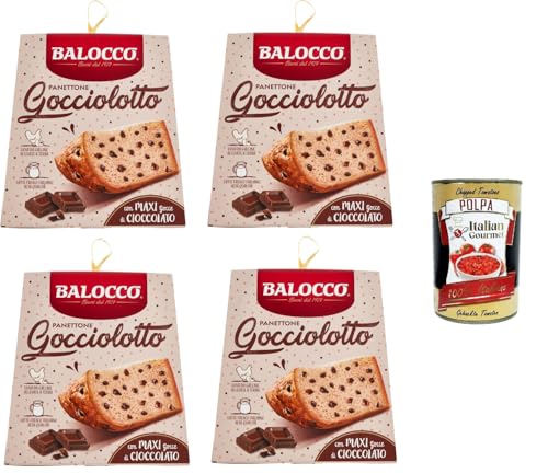 Balocco Panettone Gocciolotto Mit MAXI-Schokoladentropfen 4x 800gr + Italian Gourmet polpa 400g von Italian Gourmet E.R.