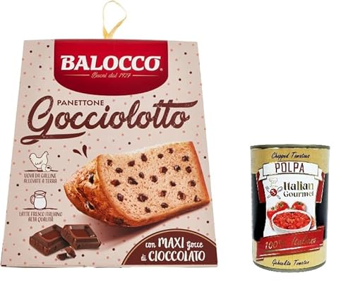 Balocco Panettone Gocciolotto Mit MAXI-Schokoladentropfen 800gr + Italian Gourmet polpa 400g von Italian Gourmet E.R.