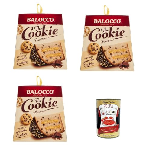 Balocco Panettone The Cookie Mit Sahne und gehackten Keksen 3x800gr+ Italian Gourmet polpa 400g von Italian Gourmet E.R.