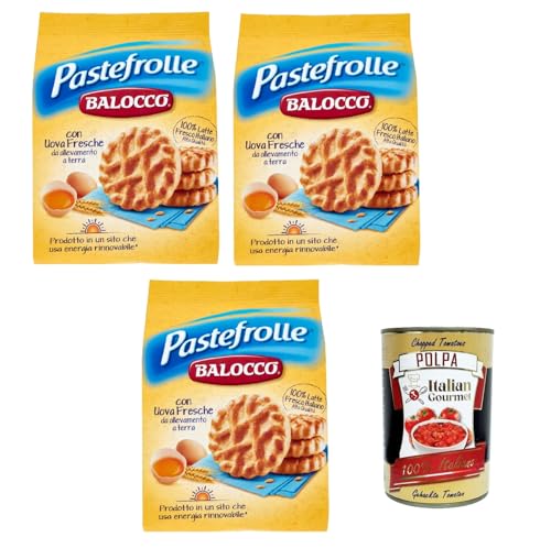 Balocco Pastefrolle Biscotti con latte italiano e uova fresche Kekse mit italienischer Milch und frischen Eiern biscuits cookies 100% Italienische Kekse 3x 700g + Italian Gourmet polpa 400g von Italian Gourmet E.R.