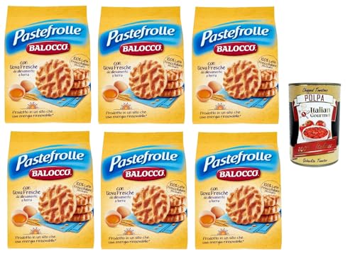 Balocco Pastefrolle Biscotti con latte italiano e uova fresche Kekse mit italienischer Milch und frischen Eiern biscuits cookies 100% Italienische Kekse 6x 700g + Italian Gourmet polpa 400g von Italian Gourmet E.R.