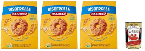 Balocco Risofrolle Biscotti con Farina e crispies di riso, Kekse mit Mehl und Cristpies von Reis biscuits cookies 100% Italienische Kekse 3x 700g + Italian Gourmet polpa 400g von Italian Gourmet E.R.