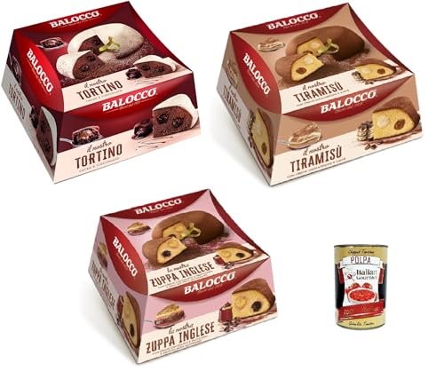 Balocco Testpaket I Dolci al Cucchiaio Tortino,Tiramisù,Zuppa inglese Löffeldesserts, Tortino, Tiramisu, Trifle 3x650gr+ Italian Gourmet polpa 400g von Italian Gourmet E.R.