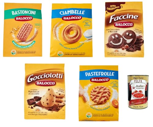 Balocco Testpaket Kekse zum Frühstück 5x 700g biscuits cookies kuchen + Italian Gourmet polpa 400g von Italian Gourmet E.R.