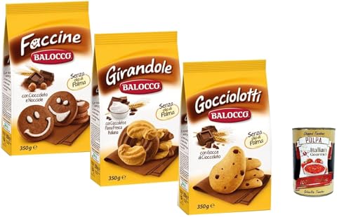 Balocco Testpaket kekse mit Schokolade & Haselnüss, Ohne Palmöl, ohne Konservierungsstoffe, 3x 350g biscuits cookies + Italian Gourmet polpa 400g von Italian Gourmet E.R.