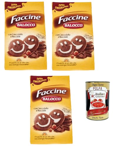 Balocco faccine kekse mit Schokolade & Haselnüss, Ohne Palmöl, ohne Konservierungsstoffe, 3x 350g biscuits cookies + Itlaian Gourmet polpa 400g von Italian Gourmet E.R.