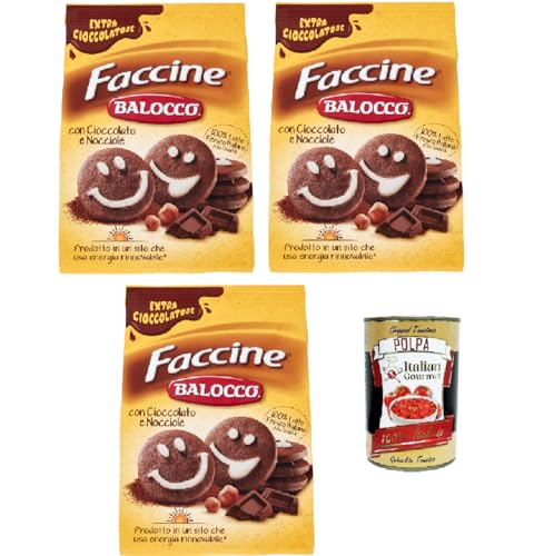 Balocco faccine kekse mit Schokolade & Haselnüss, Ohne Palmöl, ohne Konservierungsstoffe, 3x 700g biscuits cookies + Italian Gourmet polpa 400g von Italian Gourmet E.R.