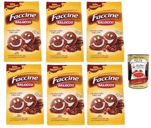 Balocco faccine kekse mit Schokolade & Haselnüss, Ohne Palmöl, ohne Konservierungsstoffe, 6x 350g biscuits cookies + Italian Gourmet polpa 400g von Italian Gourmet E.R.