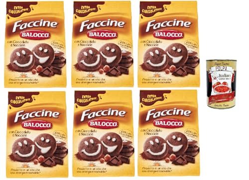 Balocco faccine kekse mit Schokolade & Haselnüss, Ohne Palmöl, ohne Konservierungsstoffe, 6x 700g biscuits cookies + Italian Gourmet polpa 400g von Italian Gourmet E.R.